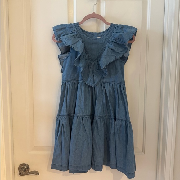 PINK CHICKEN New York Girls Girls Raphaela Dress Chambray Size 12 Blue - Picture 3 of 6